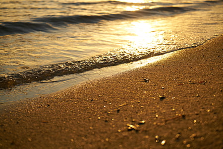 photo of brown sand near seashore