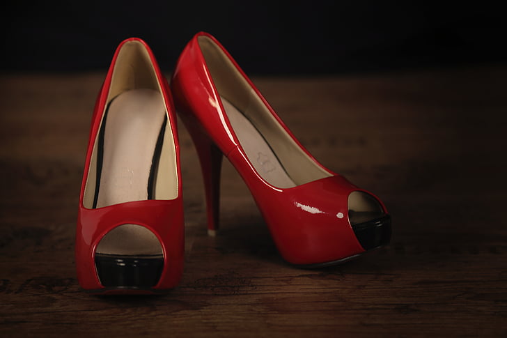 pair of women's red pumps