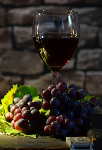 grape wine in clear goblet glass