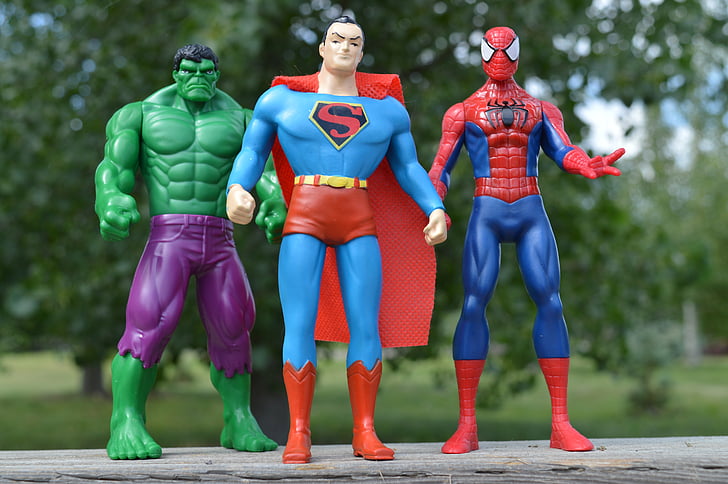 superheroes, incredible hulk, superman, spiderman, comics, heroes