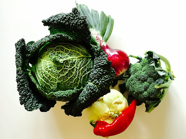 broccoli together with red bell pepper photography