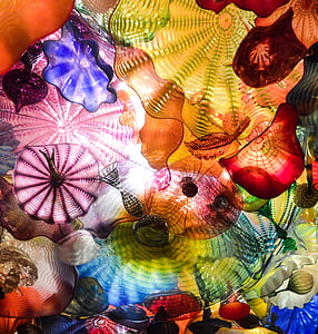 multicolored floral glass decorations