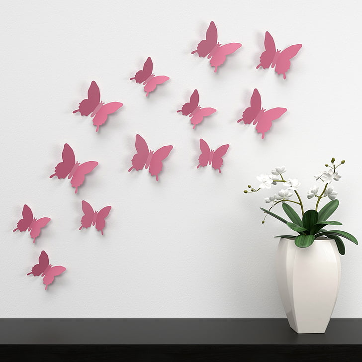 pink butterflies paper cutout wall decors