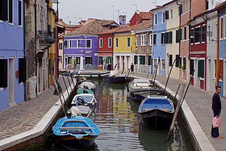multicolored buildings with canal in the middle of the buildings