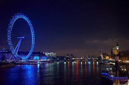 photography of London's eye during nighttime