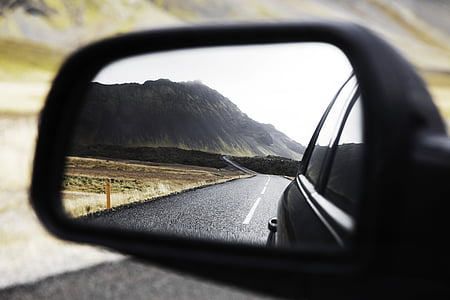 photography of black side mirror