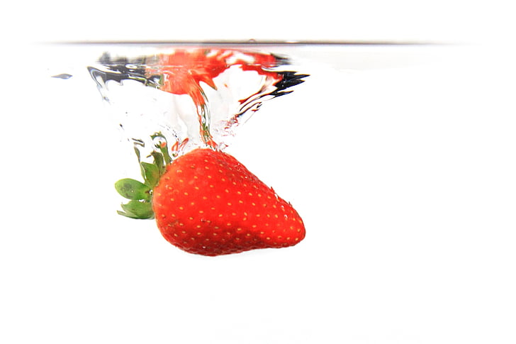 strawberry drop in clear fluid