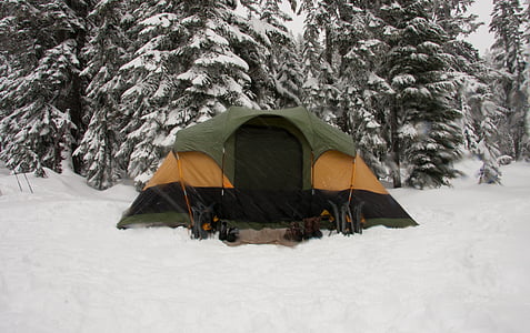 green and beige outdoor tent