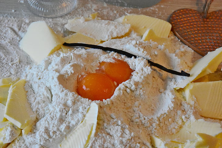 flour and two egg yolks
