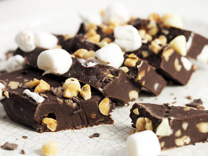 chocolate bar with nuts and marshmallow