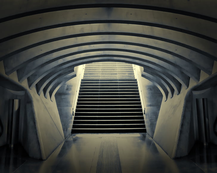 architecture photography of staircase