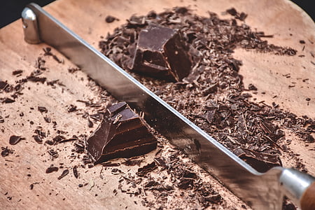 slice chocolate on cutting board