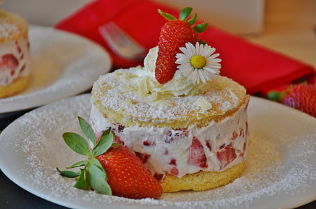 cake with strawberries on plate