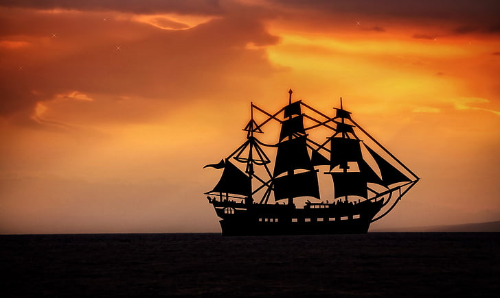 silhouette of galleon ship