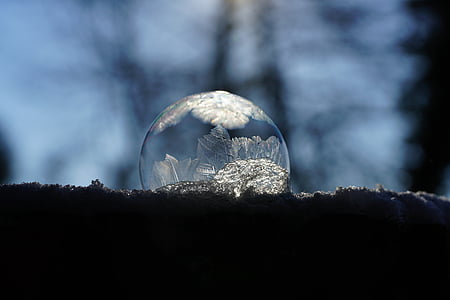 close-up photo of round iced water drop