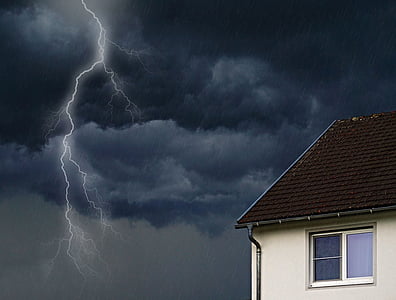 lightning strikes near house