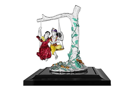 two person riding on the swing illustration