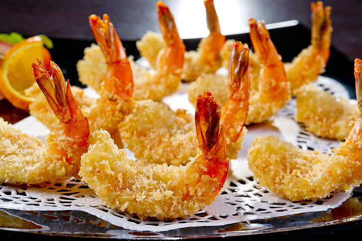 fried shrimps on white surface