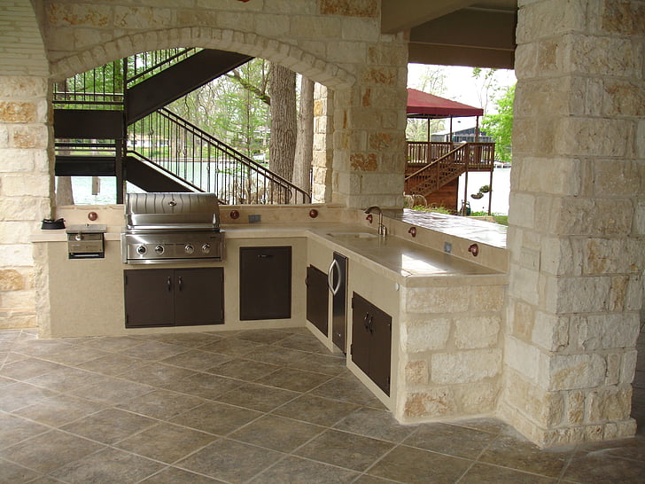 beige kitchen counter set