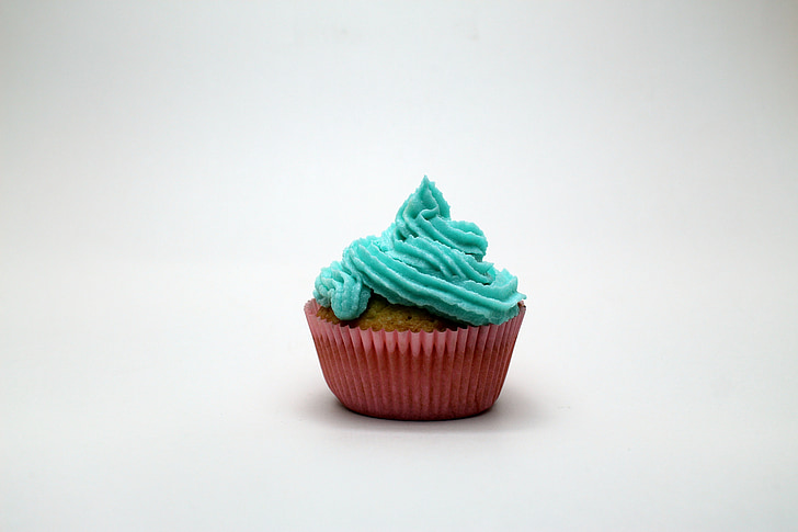 cupcake with teal icing