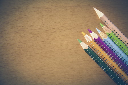 six assorted-color pencils