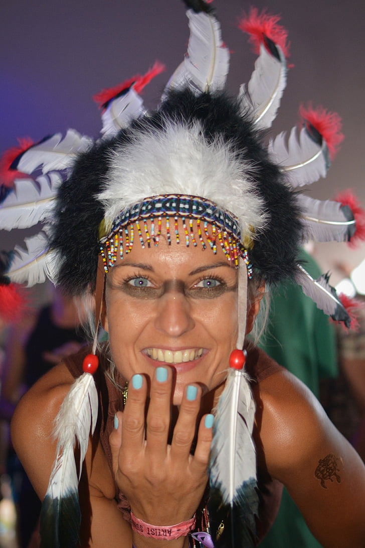woman wearing feather costume