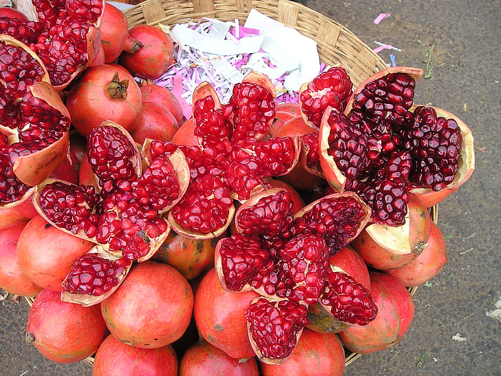 top view of pomegranate fruits