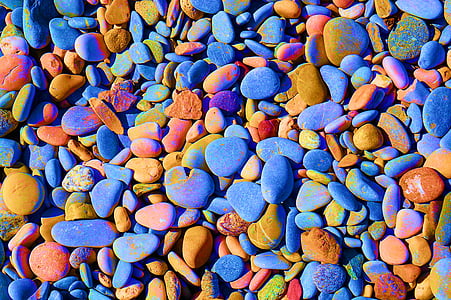 blue and orange pebble lot