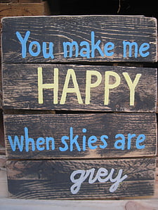 you make me happy when skies are grey signage