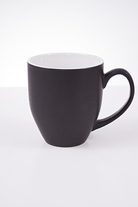 black and white ceramic mug