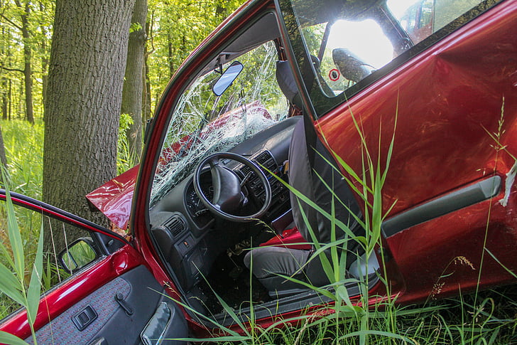 opened red vehicle door