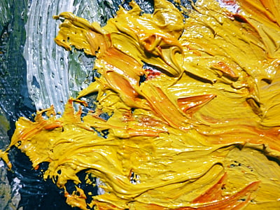 close shot of yellow painting