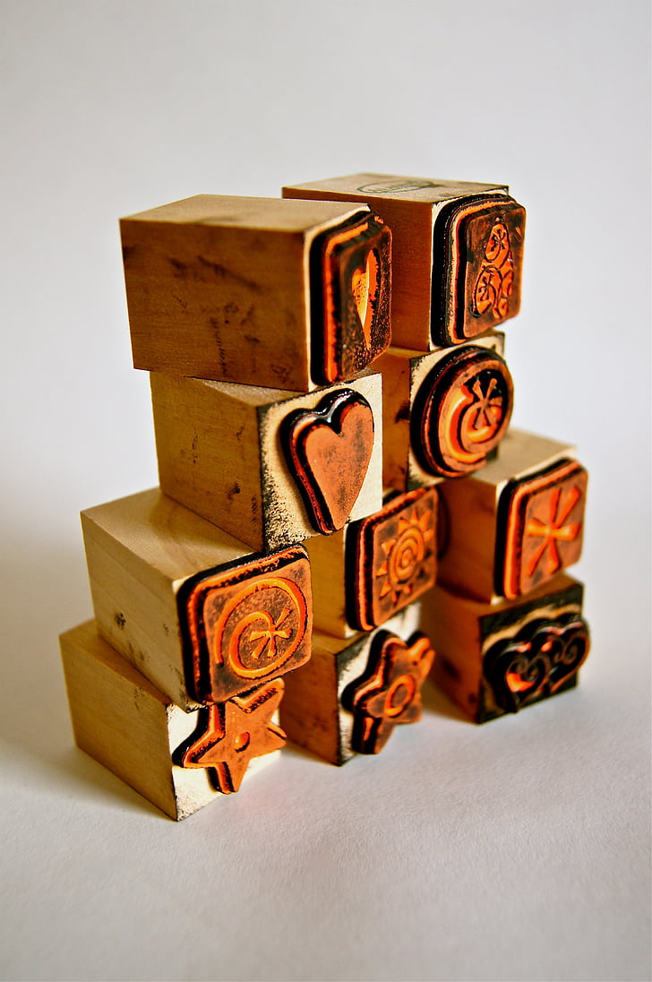 brown wooden stamps