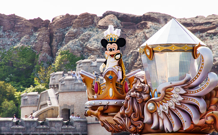 Mickey Mouse mascot on the castle