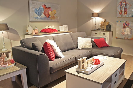 gray fabric 3-seat sofa