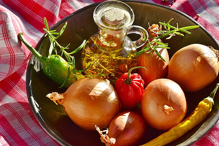 onions and bell pepper in bowl