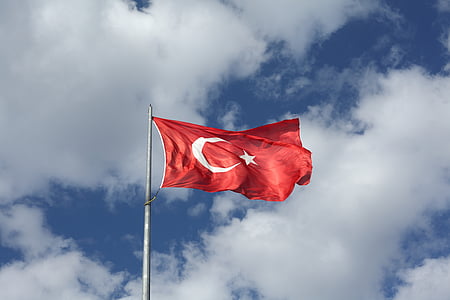 flag of Turkey with flag pole