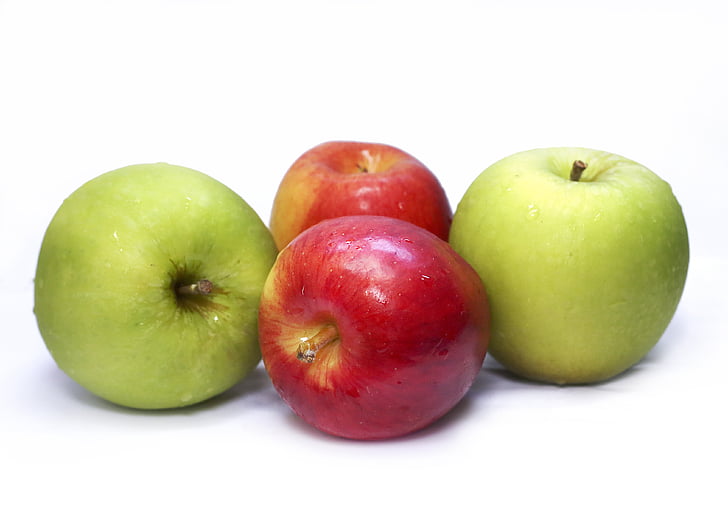 two red and two green apple fruits