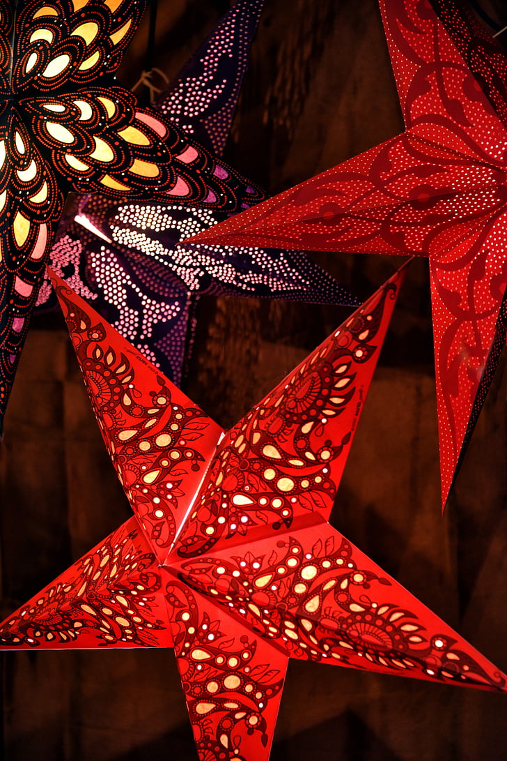 two red star wall decors