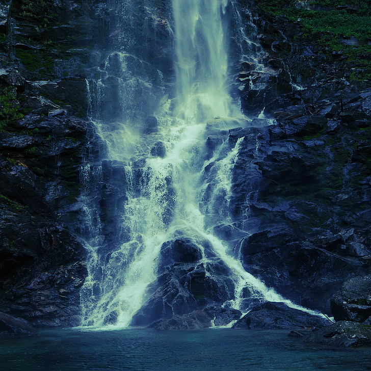 photo of waterfalls during nighttime