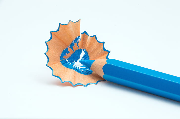blue color pencil on white background