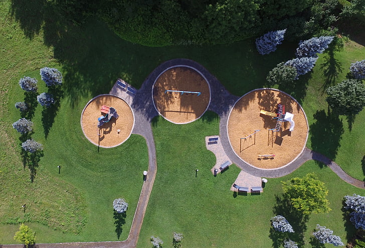 aerial photo of playground