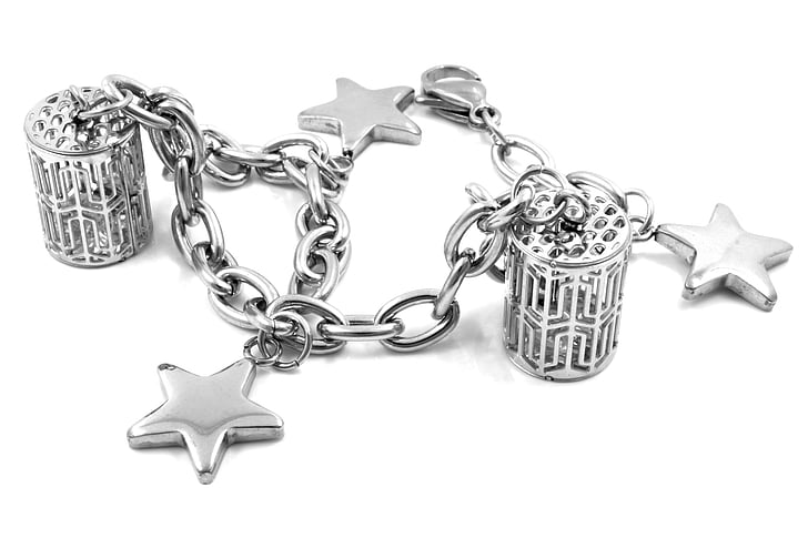 silver-colored charm bracelet
