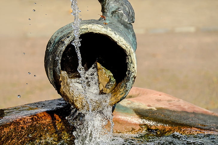 fountain, krug, water jug, water jet, drop of water