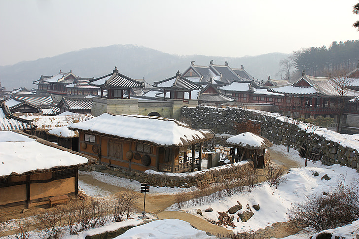 pagoda temples covered with snow