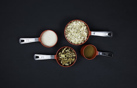 filled four measuring spoons