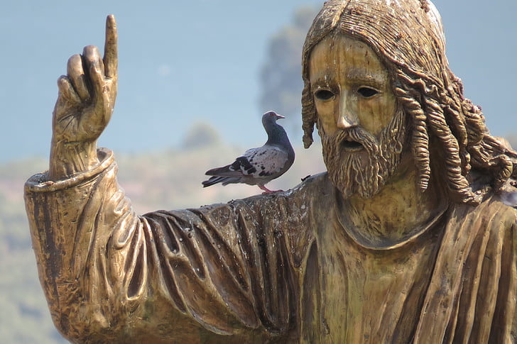 pigeon on Jesus Christ statue