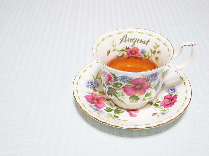 photo of pink-and-white floral teacup