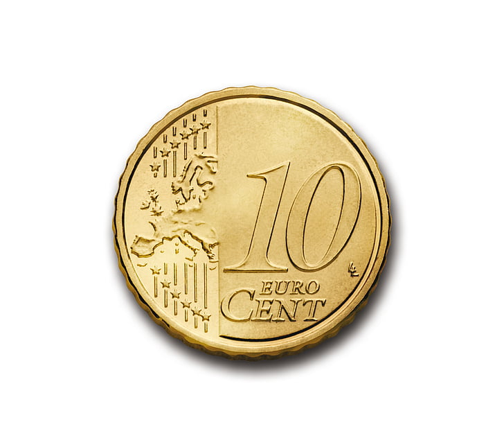 gold-colored 10 Euro cent coin
