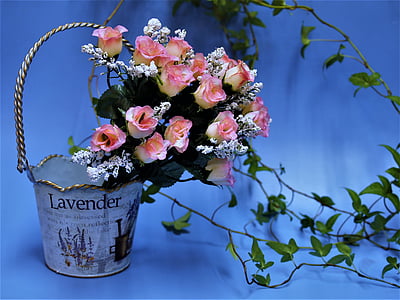 flowers in bucket